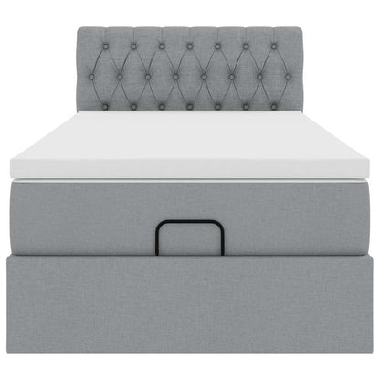 Pouf Letto con Materasso e LED Grigio Chiaro 90x200 cm Tessuto