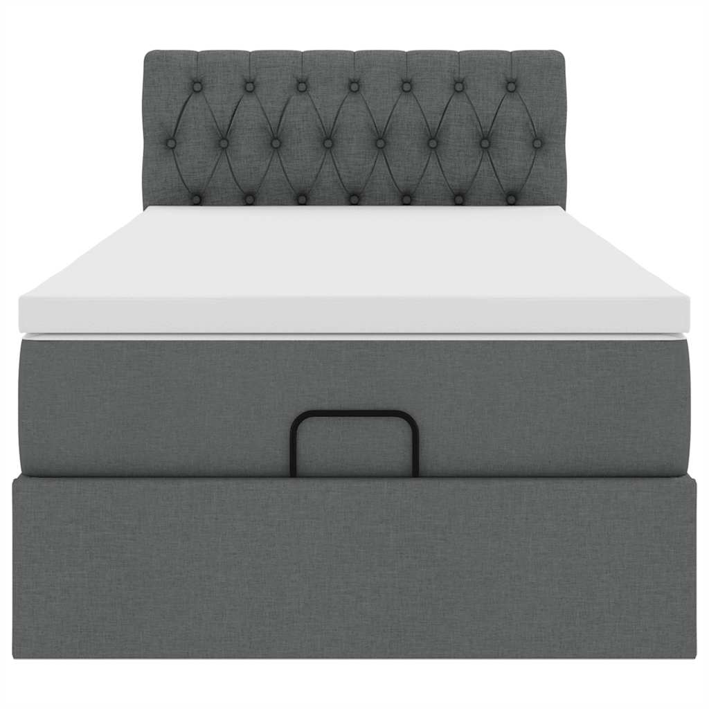 Pouf Letto con Materasso Grigio Scuro 90x200 cm in Tessuto