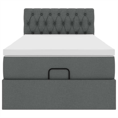 Pouf Letto con Materasso Grigio Scuro 90x200 cm in Tessuto