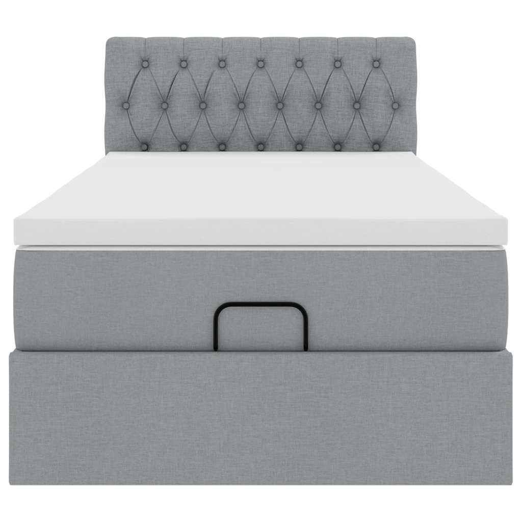 Pouf Letto con Materasso Grigio Chiaro 100x200 cm in Tessuto - homemem39