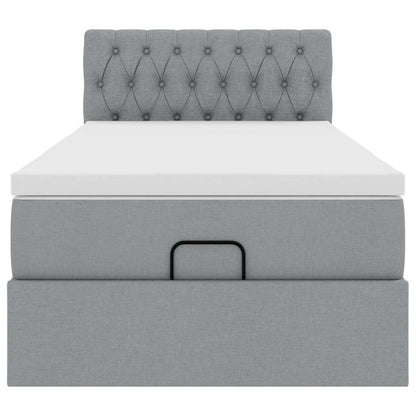 Pouf Letto con Materasso Grigio Chiaro 100x200 cm in Tessuto - homemem39