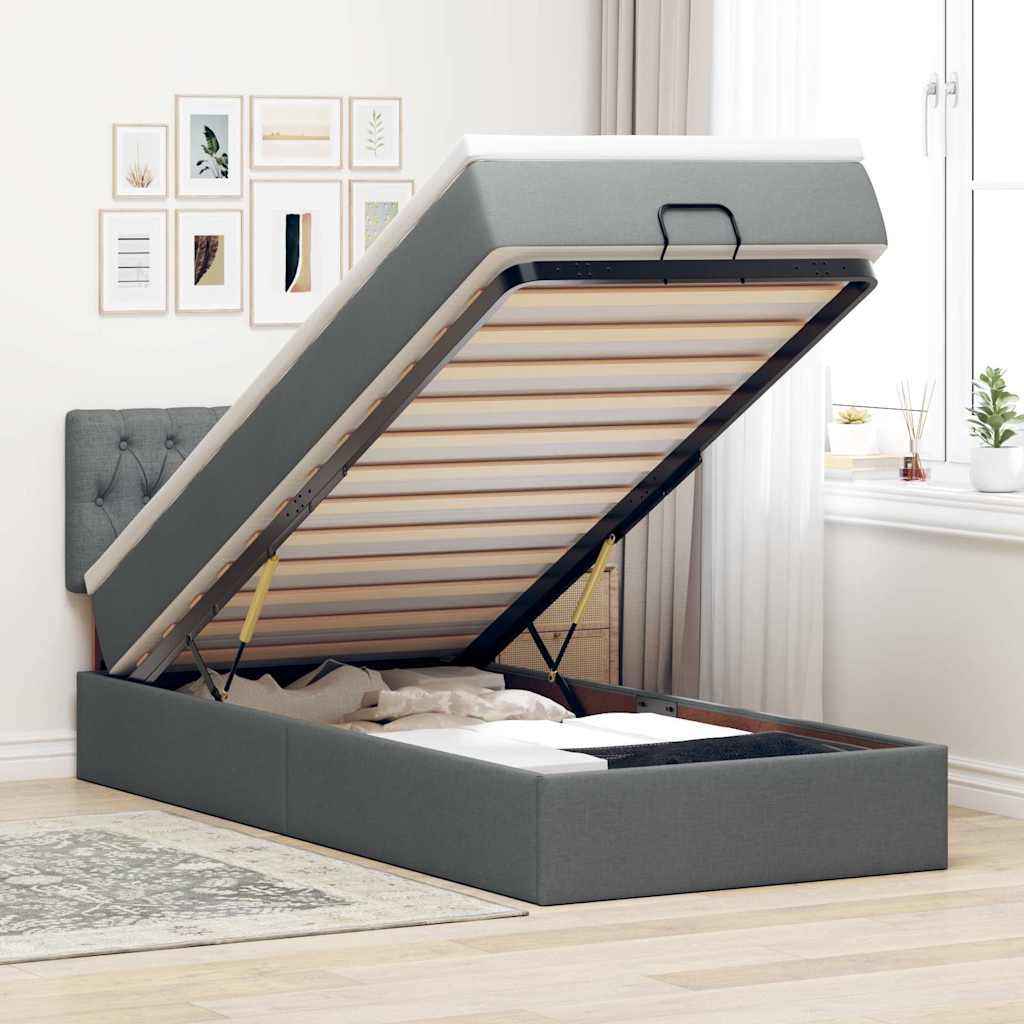 Struttura Letto Pouf con Materasso 100x200 cm in Tessuto
