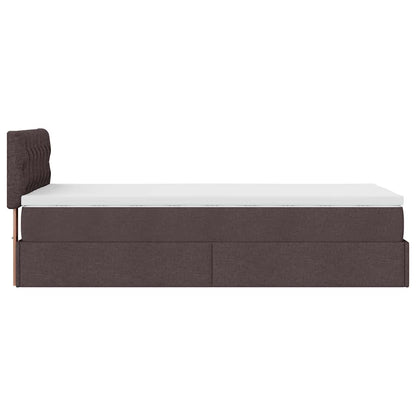 Pouf Letto con Materasso Marrone Scuro 100x200 cm in Tessuto - homemem39