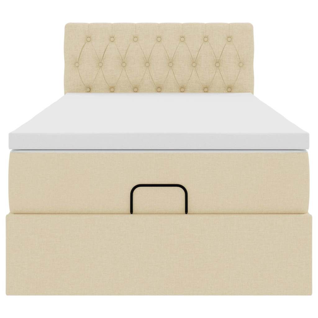Pouf Letto con Materasso Crema 100x200 cm in Tessuto