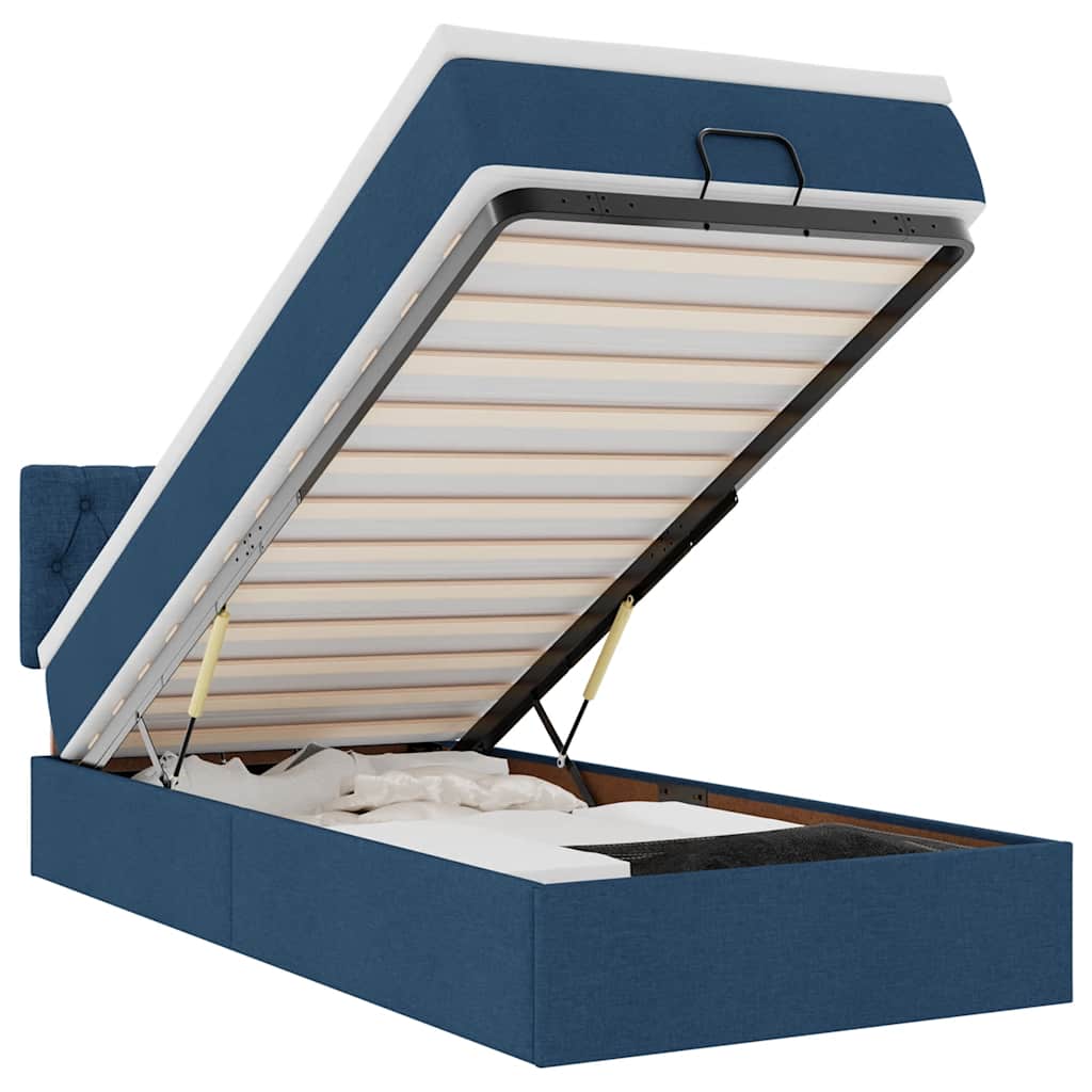 Pouf Letto con Materasso e LED Blu 100x200 cm in Tessuto | homemem39