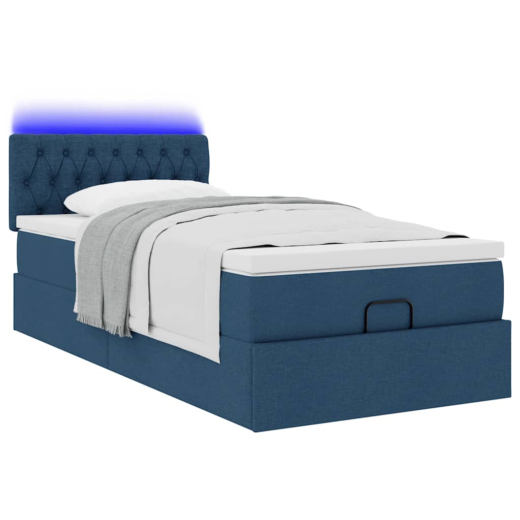 Pouf Letto con Materasso e LED Blu 100x200 cm in Tessuto | homemem39