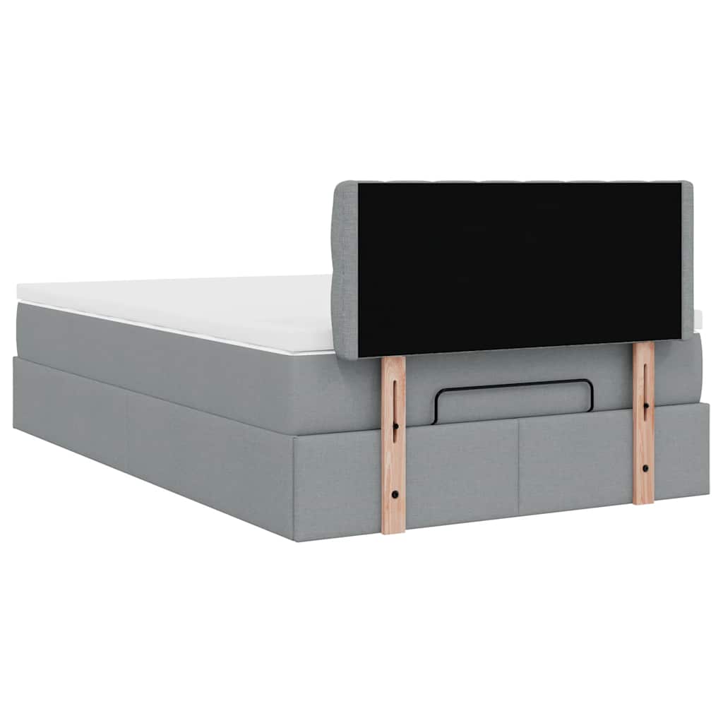 Pouf Letto con Materasso Grigio Chiaro 120x190 cm in Tessuto | homemem39