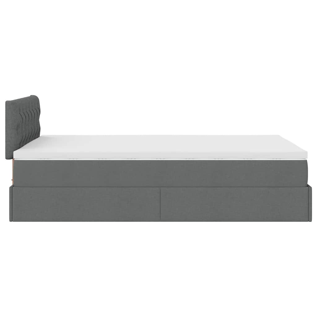 Pouf Letto con Materasso e LED Grigio Scuro 120x190 cm Tessuto