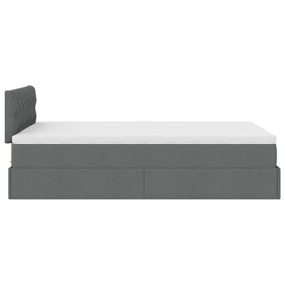Pouf Letto con Materasso e LED Grigio Scuro 120x190 cm Tessuto