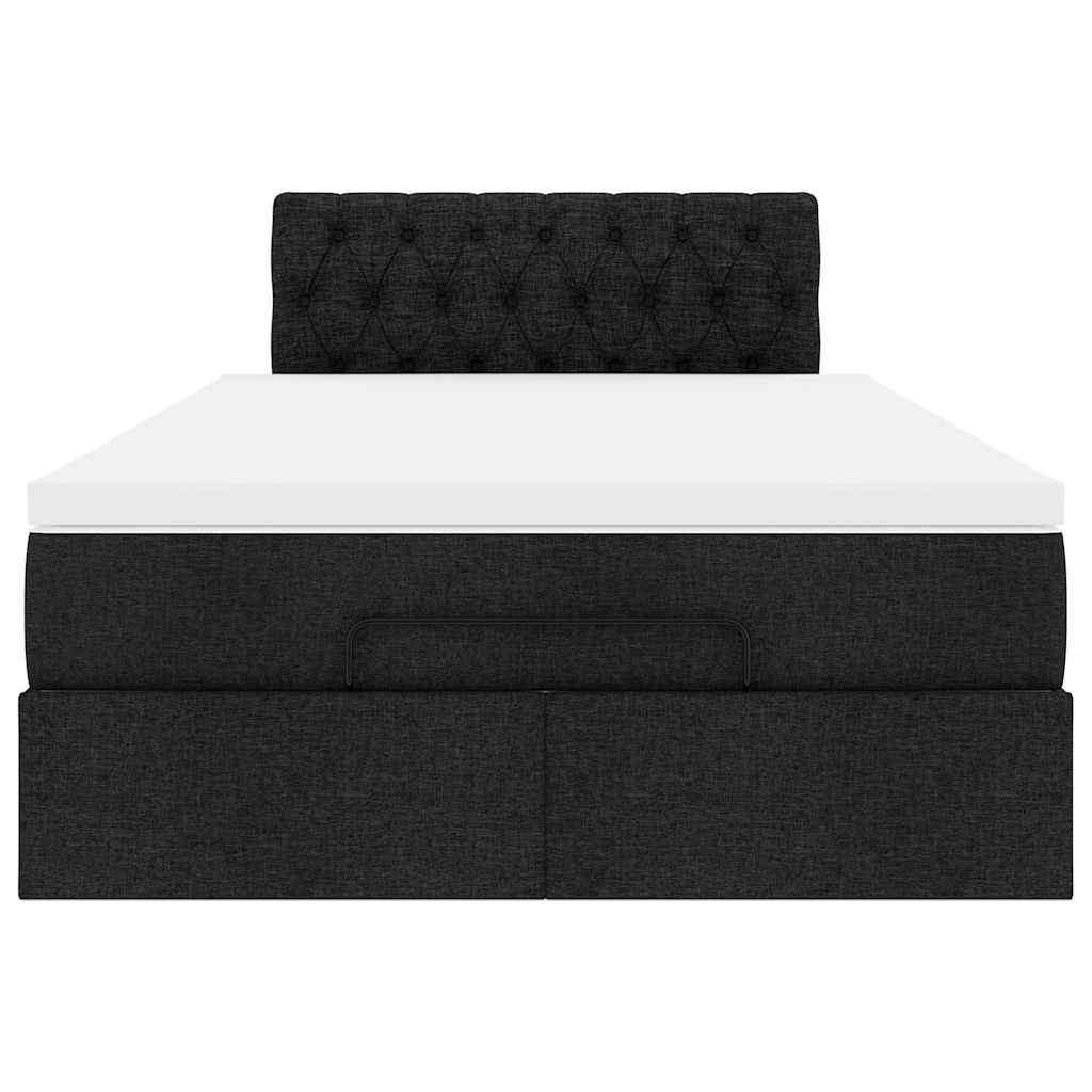 Pouf Letto con Materasso e LED Nero 120x190 cm in Tessuto