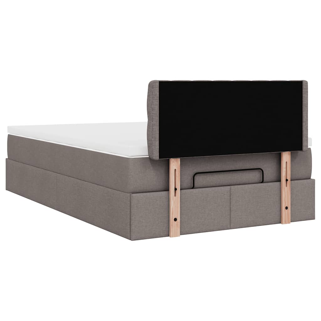 Pouf Letto con Materasso e LED Tortora 120x190cm in Tessuto