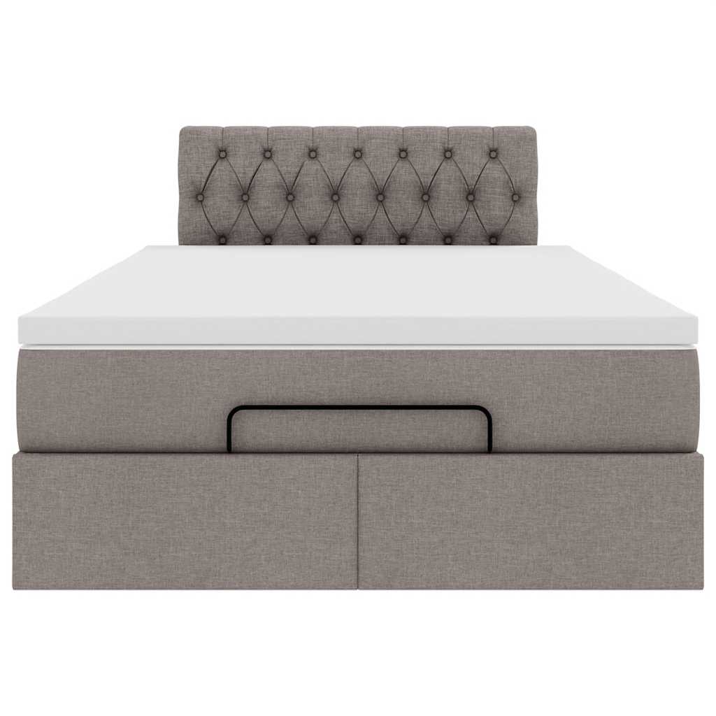 Pouf Letto con Materasso e LED Tortora 120x190cm in Tessuto