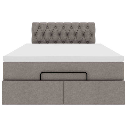 Pouf Letto con Materasso e LED Tortora 120x190cm in Tessuto