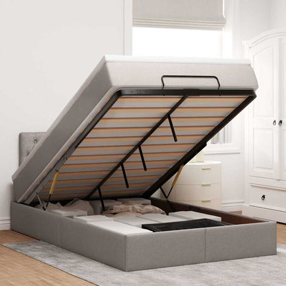 Pouf Letto con Materasso e LED Tortora 120x190cm in Tessuto | homemem39