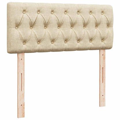 Pouf Letto con Materasso e LED Crema 120x190cm in Tessuto