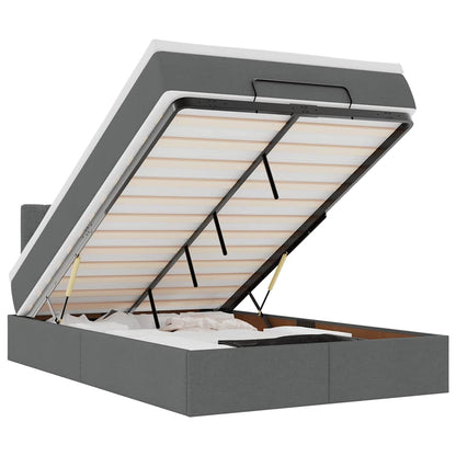 Pouf Letto con Materasso e LED Grigio Scuro 120x200 cm Tessuto - homemem39