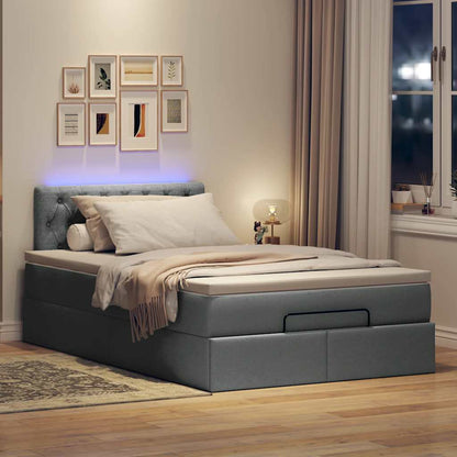 Pouf Letto con Materasso e LED Grigio Scuro 120x200 cm Tessuto - homemem39