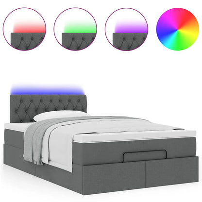 Pouf Letto con Materasso e LED Grigio Scuro 120x200 cm Tessuto - homemem39