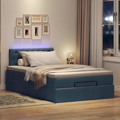 Pouf Letto con Materasso e LED Blu 120x200 cm in Tessuto | homemem39