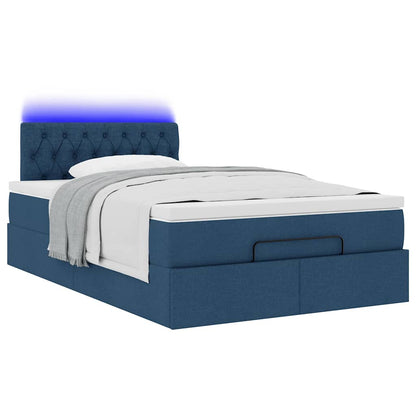 Pouf Letto con Materasso e LED Blu 120x200 cm in Tessuto | homemem39