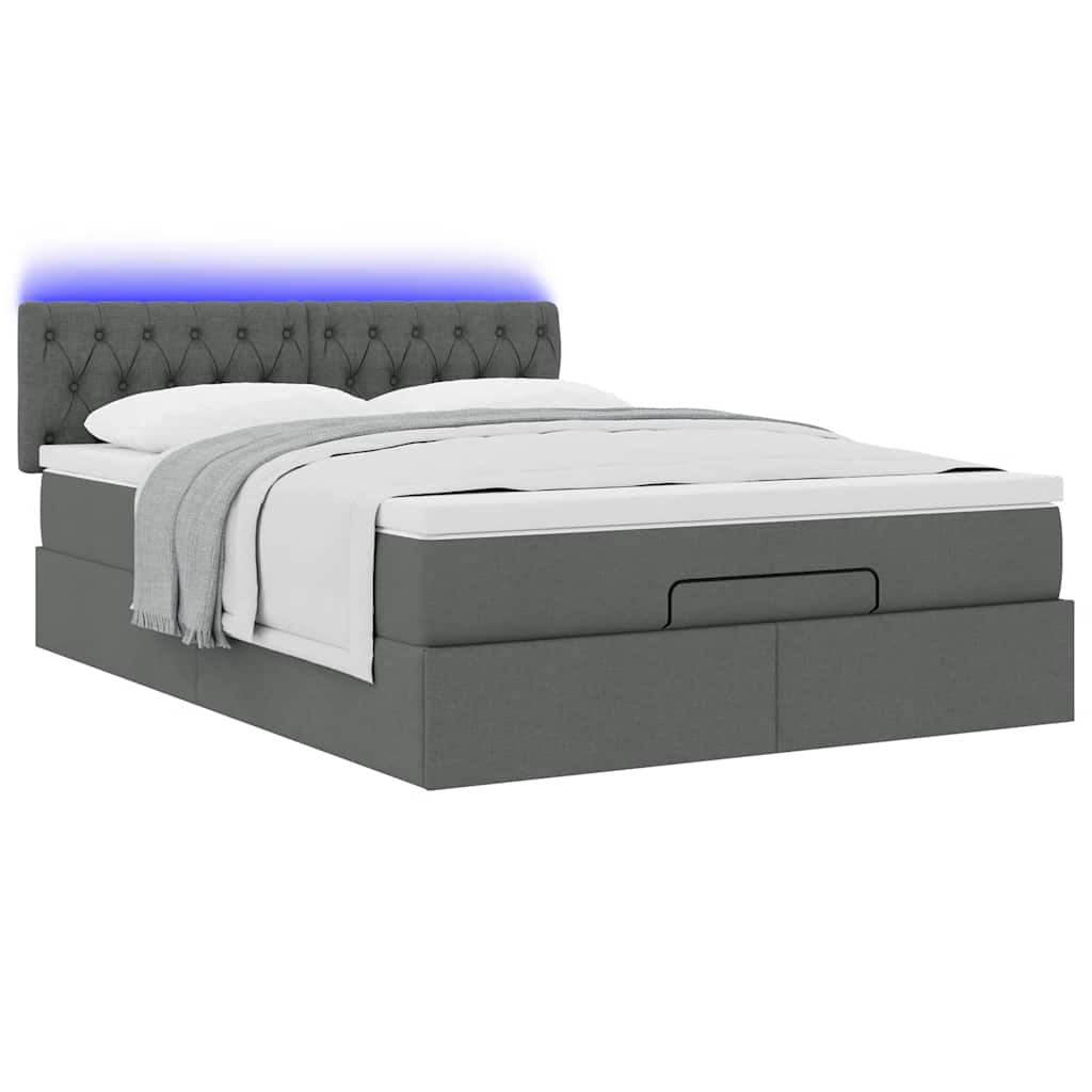Pouf Letto con Materasso e LED Grigio Scuro 140x190 cm | homemem39
