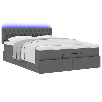 Pouf Letto con Materasso e LED Grigio Scuro 140x190 cm | homemem39