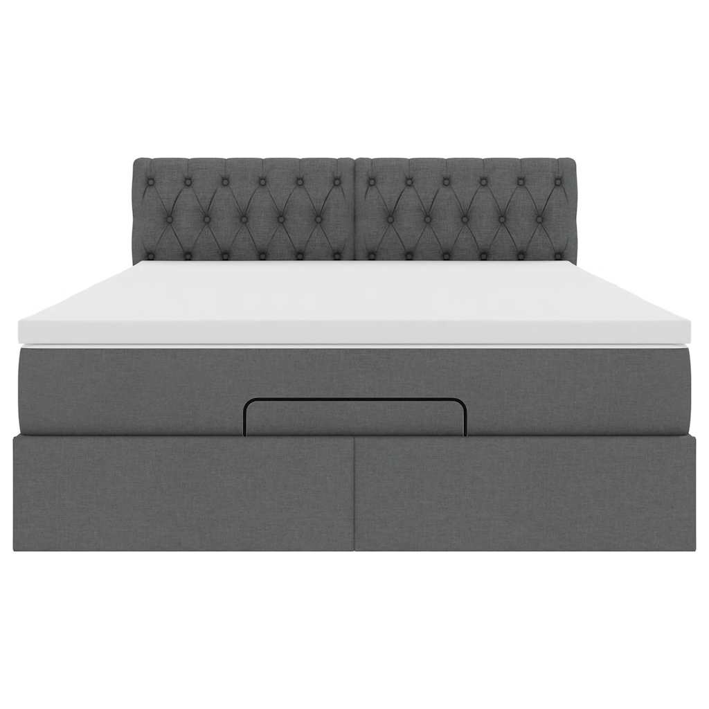 Pouf Letto con Materasso e LED Grigio Scuro 140x190 cm | homemem39