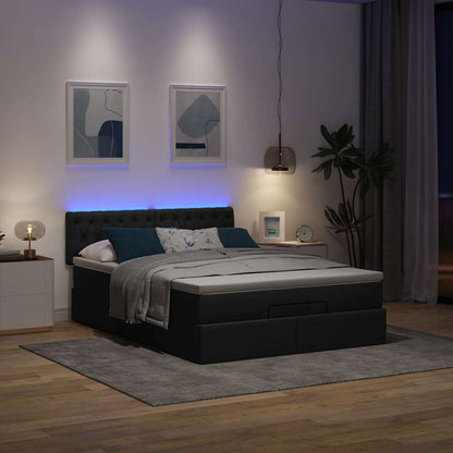Pouf Letto con Materasso e LED Nero 140x190 cm | homemem39