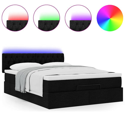 Pouf Letto con Materasso e LED Nero 140x190 cm | homemem39