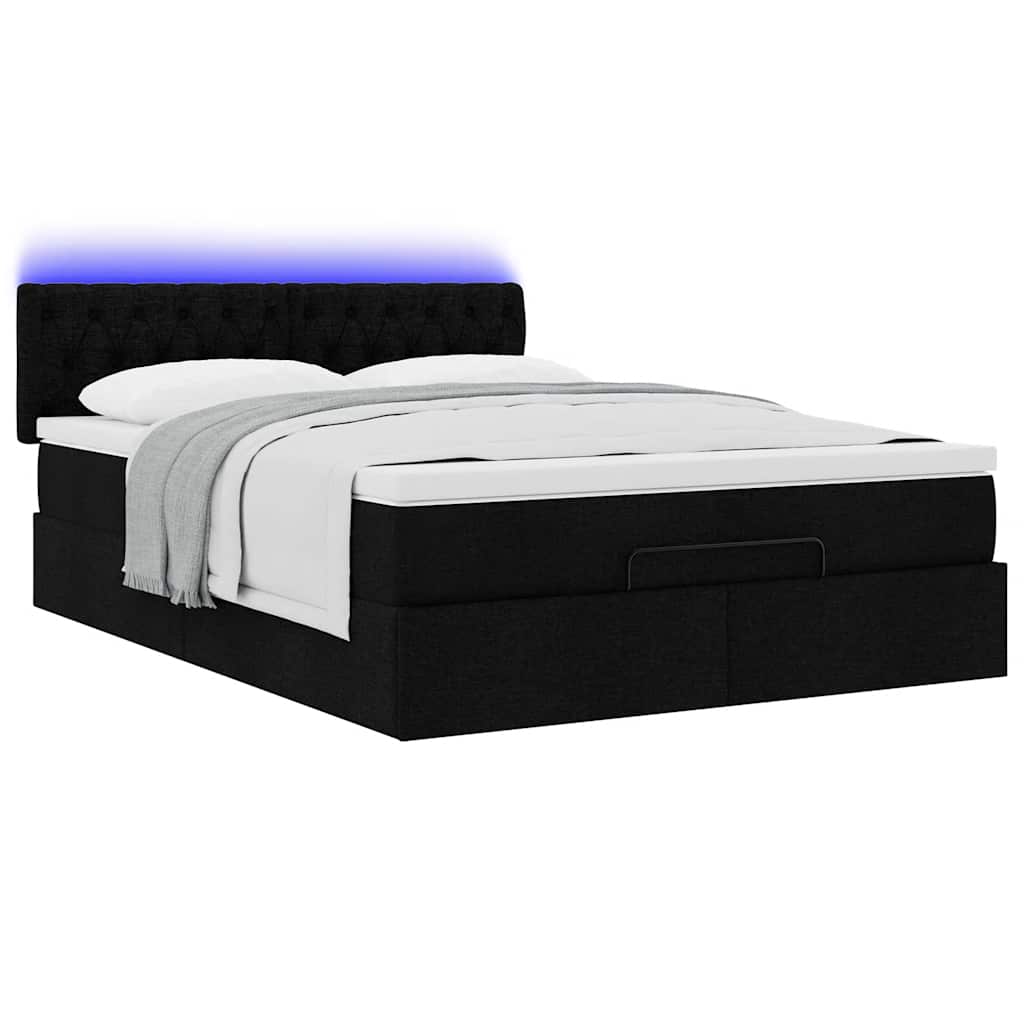 Pouf Letto con Materasso e LED Nero 140x190 cm | homemem39
