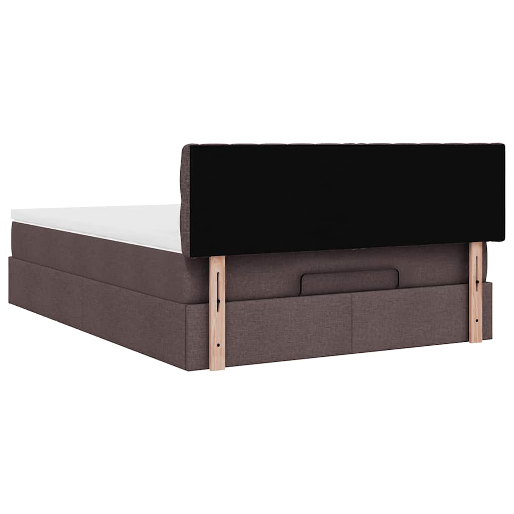 Pouf Letto con Materasso e LED Marrone Scuro 140x190 cm