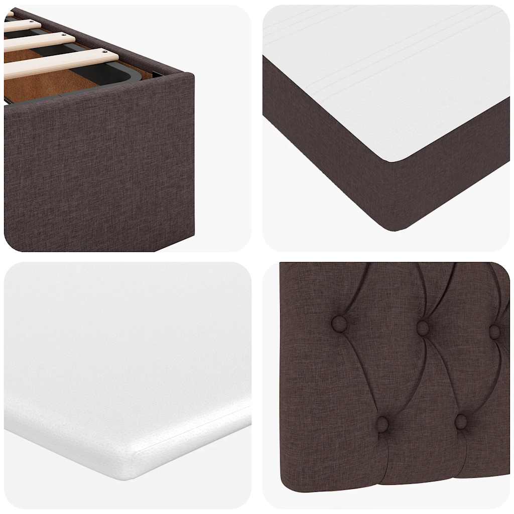 Pouf Letto con Materasso e LED Marrone Scuro 140x190 cm