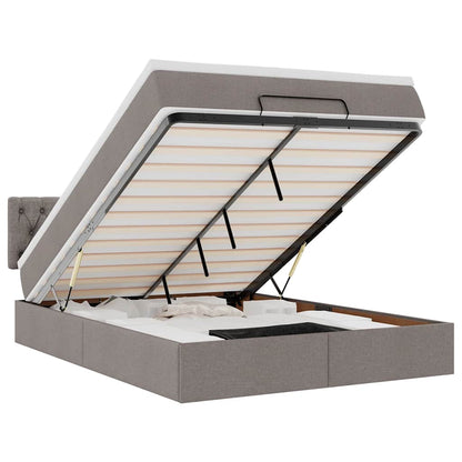 Pouf Letto con Materasso e LED Tortora 140x190 cm in Tessuto | homemem39