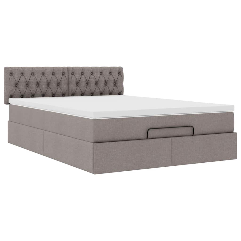 Pouf Letto con Materasso e LED Tortora 140x190 cm in Tessuto | homemem39