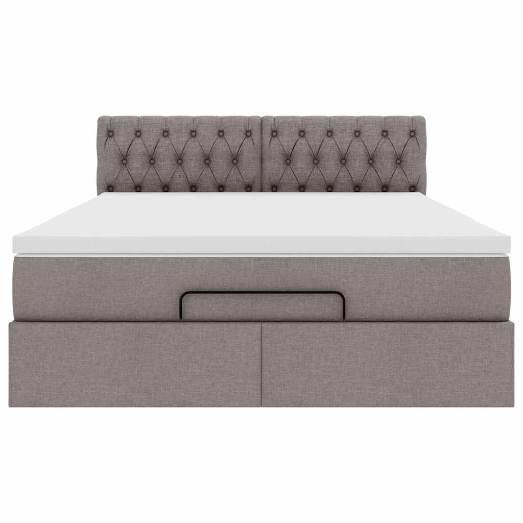 Pouf Letto con Materasso e LED Tortora 140x190 cm in Tessuto | homemem39
