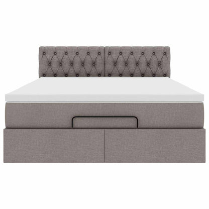 Pouf Letto con Materasso e LED Tortora 140x190 cm in Tessuto | homemem39
