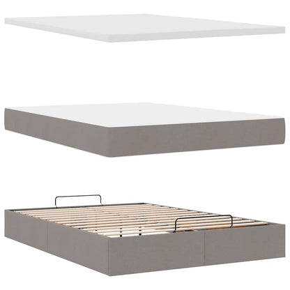 Pouf Letto con Materasso e LED Tortora 140x190 cm in Tessuto | homemem39