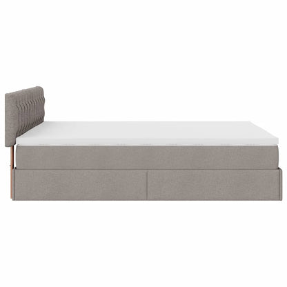 Pouf Letto con Materasso e LED Tortora 140x190 cm in Tessuto | homemem39