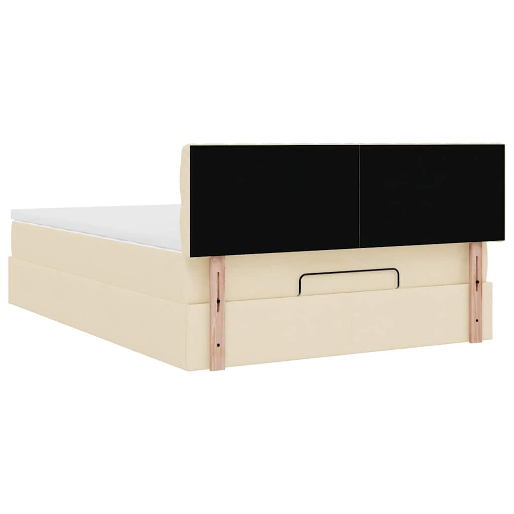 Pouf Letto con Materasso e LED Crema 140x190 cm