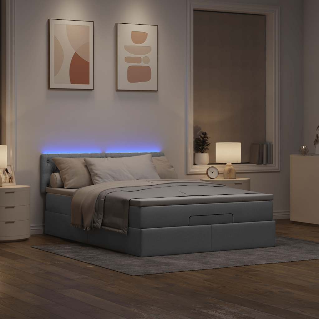 Struttura Letto Pouf con Materasso 140x200 cm in Tessuto | homemem39