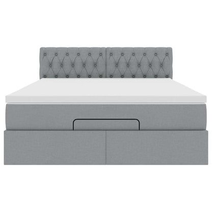 Struttura Letto Pouf con Materasso 140x200 cm in Tessuto