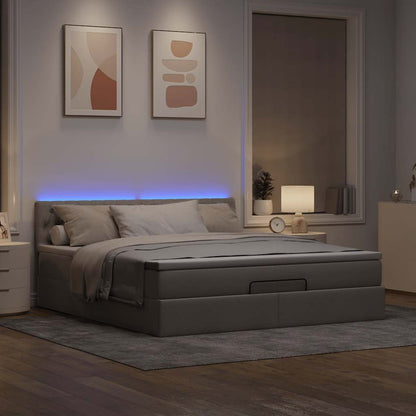 Struttura Letto Pouf con Materasso Tortora 160x200cm in Tessuto | homemem39