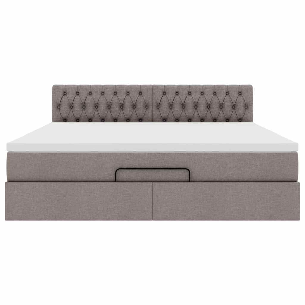 Struttura Letto Pouf con Materasso Tortora 160x200cm in Tessuto | homemem39