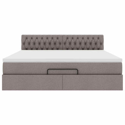 Struttura Letto Pouf con Materasso Tortora 160x200cm in Tessuto | homemem39