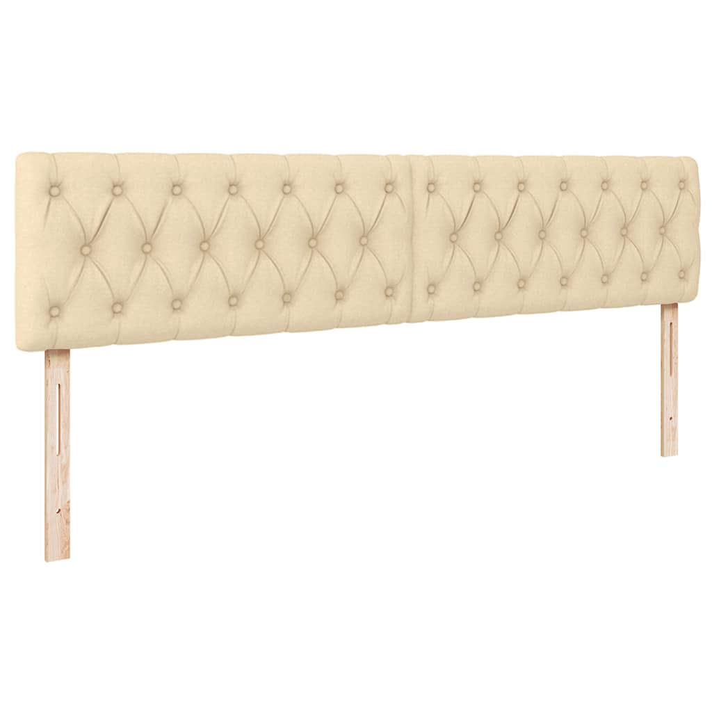 Pouf Letto con Materasso e LED Crema 180x200cm in Tessuto
