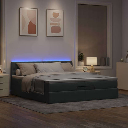 Struttura Letto Pouf con Materassi 200x200 cm in Tessuto | homemem39
