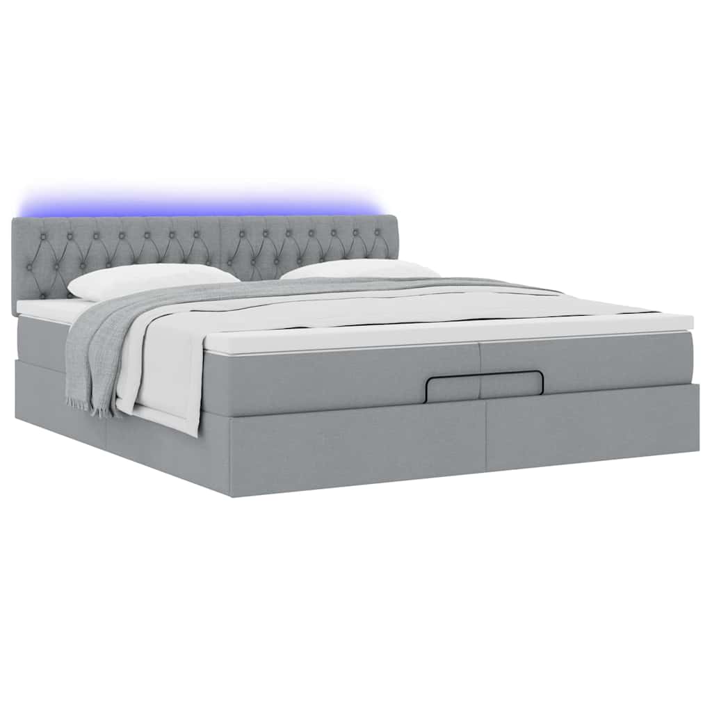 Struttura Letto Pouf con Materassi 200x200 cm in Tessuto | homemem39