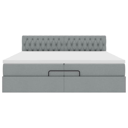 Struttura Letto Pouf con Materassi 200x200 cm in Tessuto | homemem39