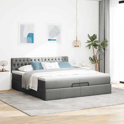 Struttura Letto Pouf con Materassi 200x200 cm in Tessuto | homemem39