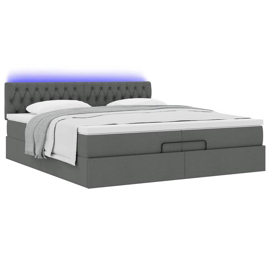 Struttura Letto Pouf con Materassi 200x200 cm in Tessuto | homemem39